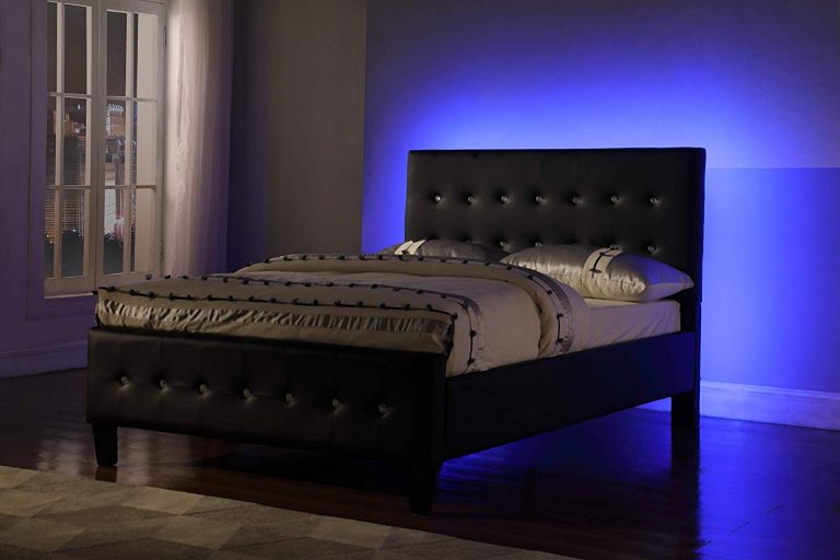 Best Platform Bed with LED Lights Change Up to 16 Colors by Remote